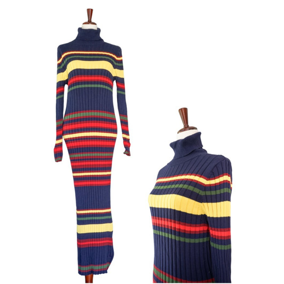 Eloquii Striped Turtleneck Ribbed Sweater Dress Sz 18-20 Preppy Academia School - Picture 1 of 16